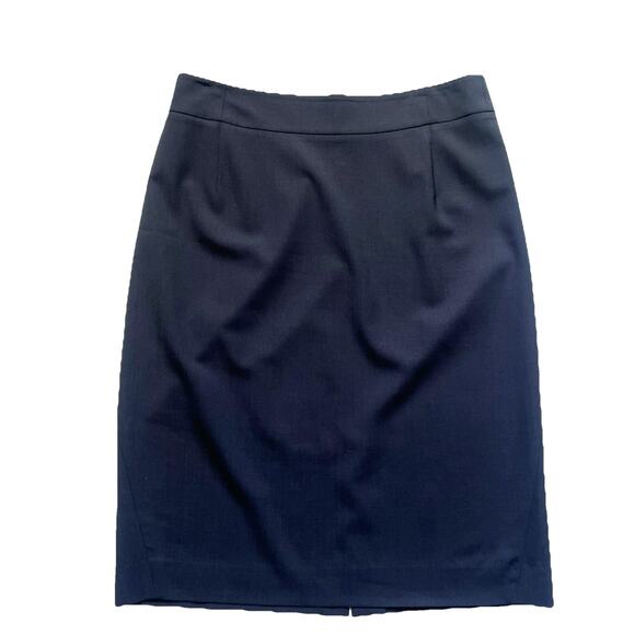 Theory Pencil Skirt Women 8 Blue Joanie Wool Blend Back Zip Unlined Classic Work - Picture 1 of 11